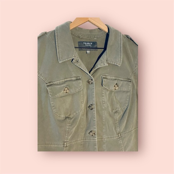 Torrid Peplum Olive Utility Jacket for Women - Picture 7 of 8